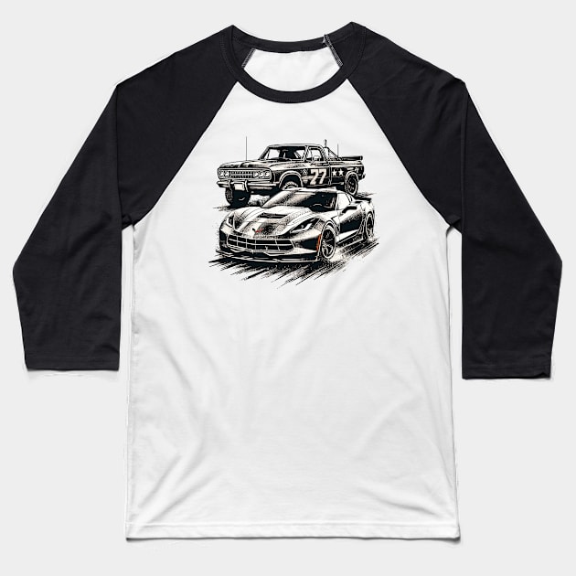 Corvette Baseball T-Shirt by Vehicles-Art